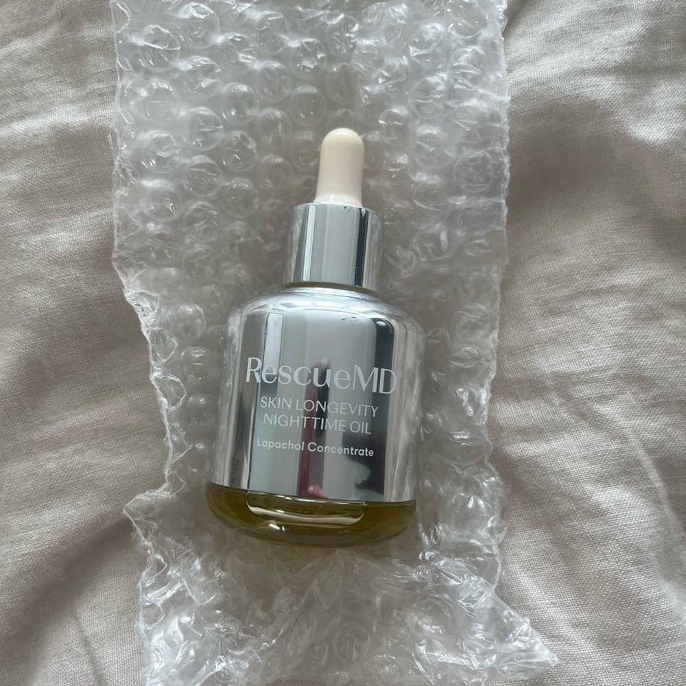 Skin Longevity Nighttime Oil — Silver Bottle with Cream Dropper